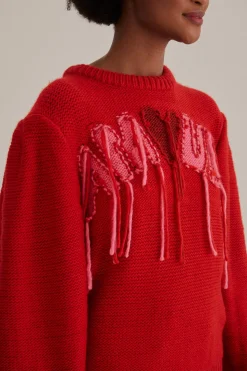 FARM Rio  AMOUR EMBROIDERED KNIT SWEATER