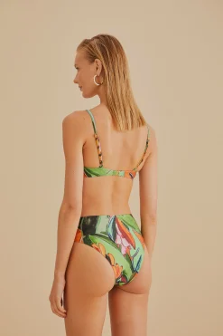 FARM Rio  BANANA FOLIAGE HIGH WAISTED BIKINI BOTTOM