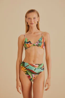 FARM Rio BANANA FOLIAGE KNOT BIKINI TOP
