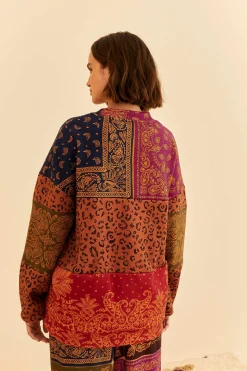 FARM Rio BANDANA DREAM MIXED LEOPARD TEXTURE SWEATSHIRT