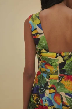 FARM Rio BIRD LEAVES SAND ONE SHOULDER MAXI DRESS
