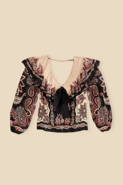 FARM Rio  BLACK &AMP; WHITE SWEET MERMAIDS BLOUSE