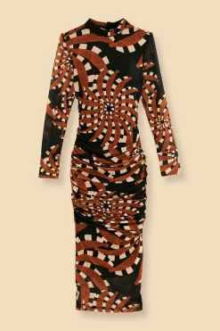 FARM Rio  BLACK BANANADA DARK TULLE MIDI DRESS