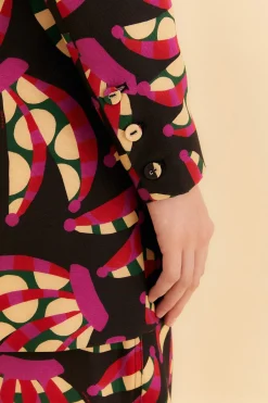 FARM Rio  BLACK BANANA DOTS CUT OUT BLAZER