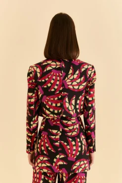FARM Rio  BLACK BANANA DOTS CUT OUT BLAZER