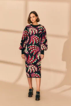FARM Rio BLACK BANANA DOTS KNIT DRESS
