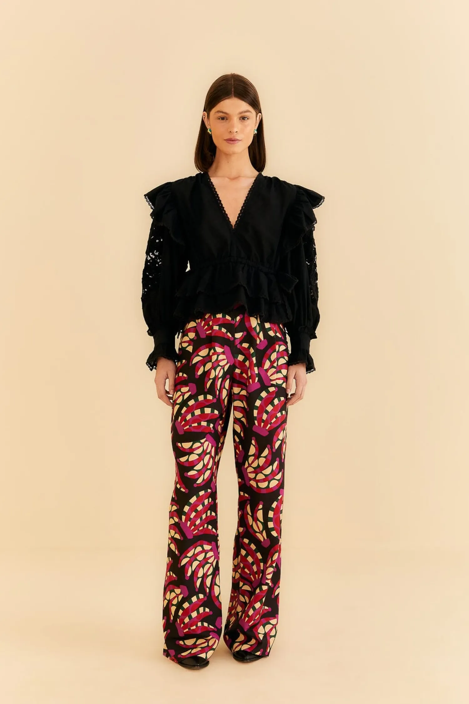 FARM Rio BLACK BANANA DOTS LOW WAISTED PANTS