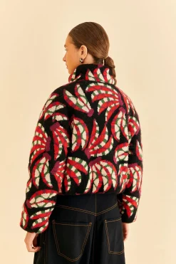 FARM Rio BLACK BANANA DOTS TRICOT REVERSIBLE PUFFER JACKET