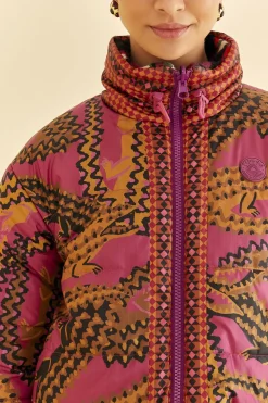 FARM Rio BLACK BANANA DOTS TRICOT REVERSIBLE PUFFER JACKET