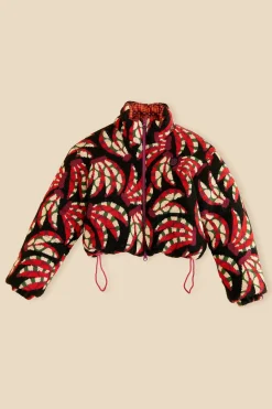 FARM Rio BLACK BANANA DOTS TRICOT REVERSIBLE PUFFER JACKET