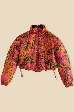 FARM Rio BLACK BANANA DOTS TRICOT REVERSIBLE PUFFER JACKET