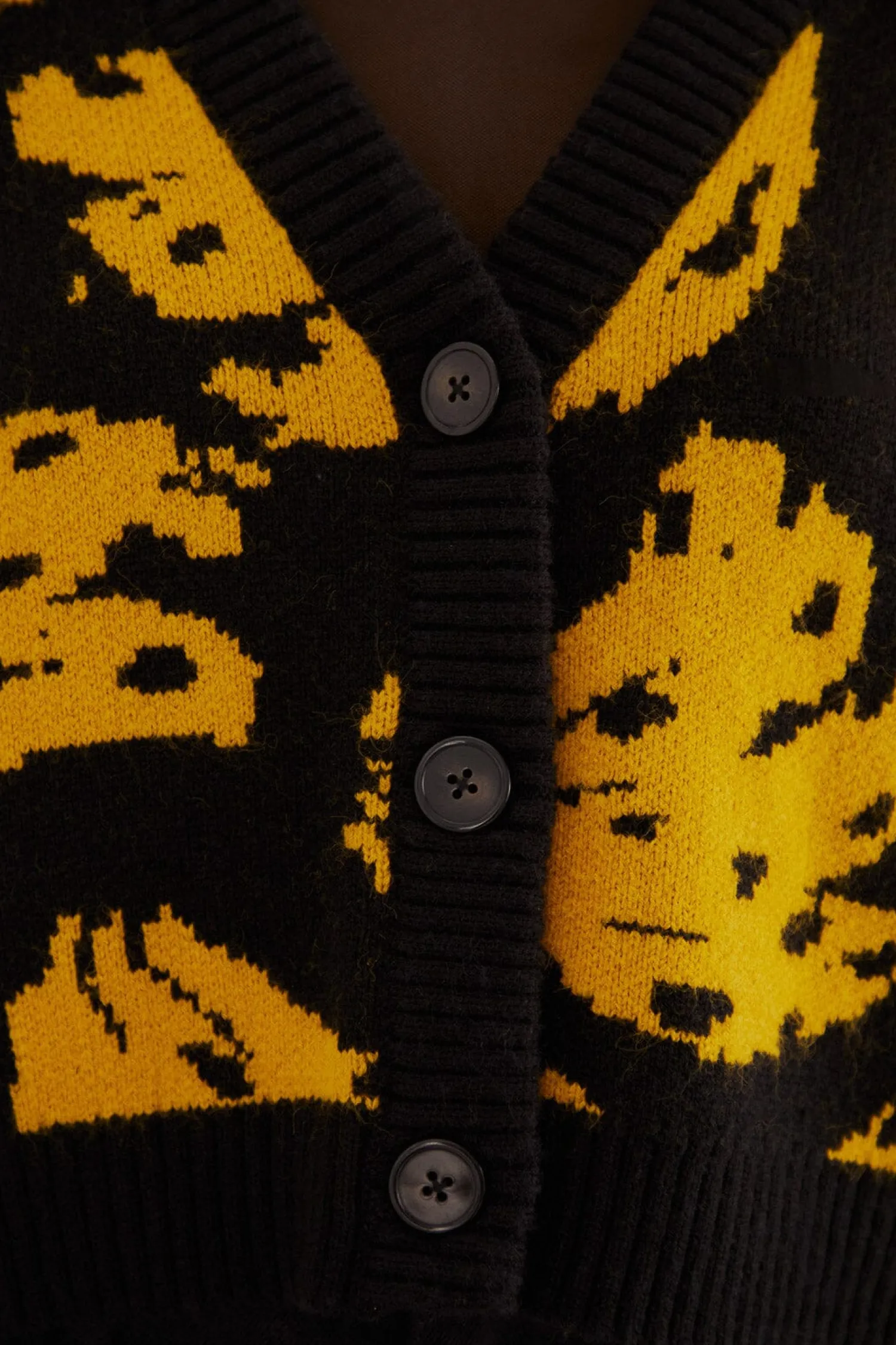 FARM Rio BLACK BOSSA BANANA KNIT CARDIGAN