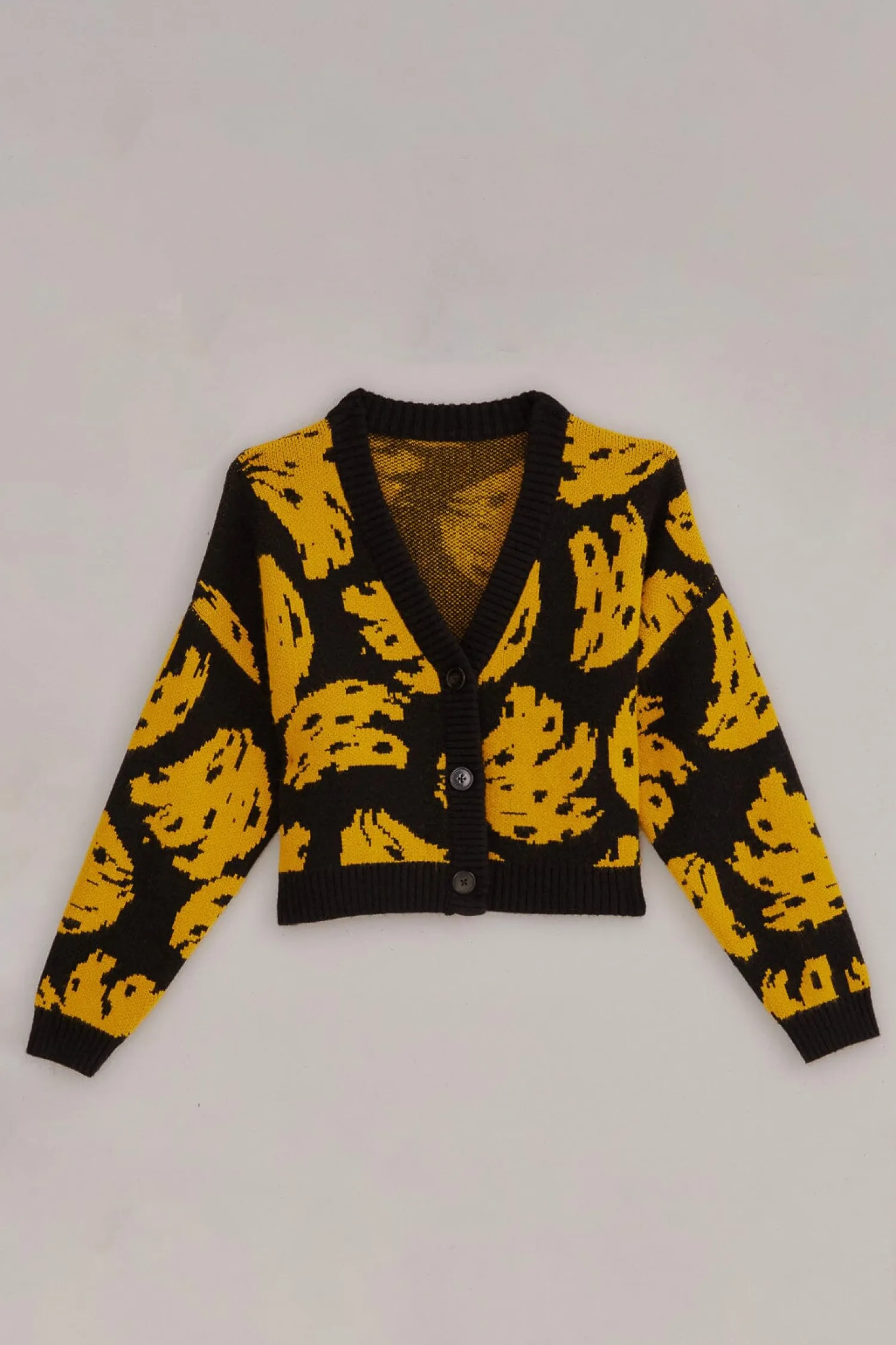 FARM Rio BLACK BOSSA BANANA KNIT CARDIGAN