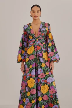 FARM Rio BLACK BUCOLIC GARDEN CUT OUT MAXI DRESS