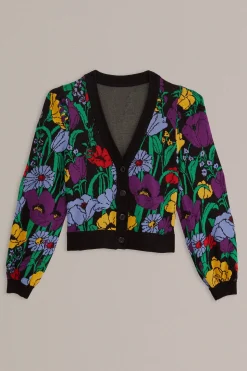 FARM Rio BLACK BUCOLIC GARDEN KNIT CARDIGAN
