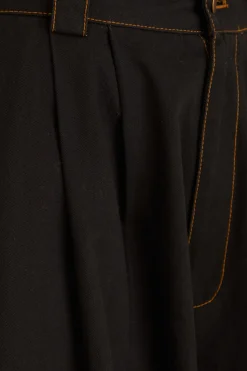 FARM Rio BLACK CANVAS MAXI PLEATED PANTS
