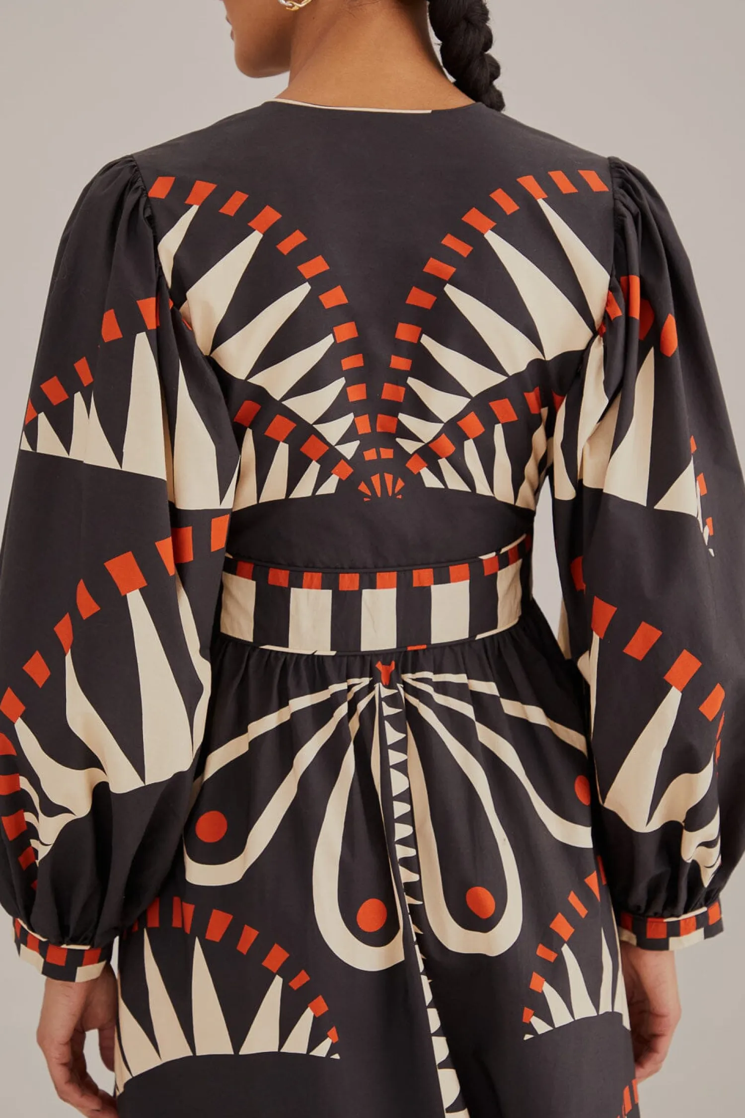 FARM Rio BLACK COCONUT GROVE PUFF SLEEVE MAXI DRESS
