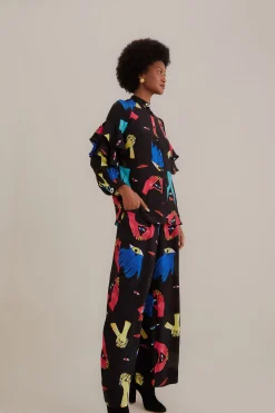 FARM Rio  BLACK COLORFUL TOGETHER PANTS