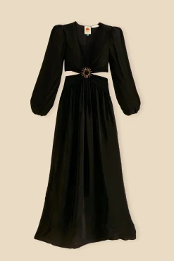 FARM Rio BLACK CUT OUT LONG SLEEVE MAXI DRESS
