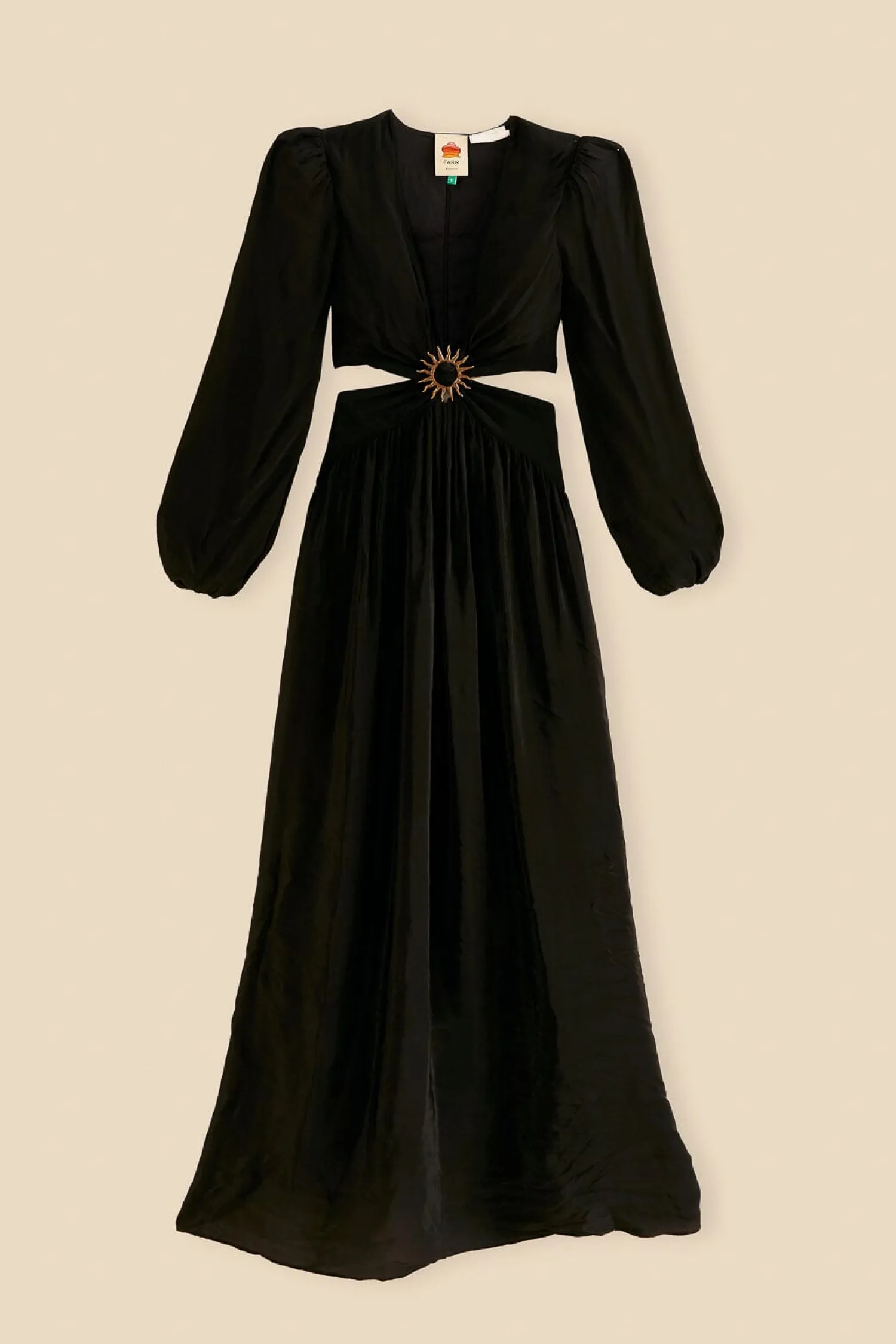 FARM Rio BLACK CUT OUT LONG SLEEVE MAXI DRESS