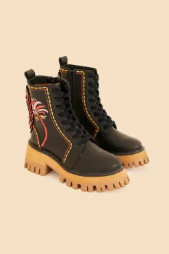 FARM Rio  BLACK EMBROIDERED MID BOOT