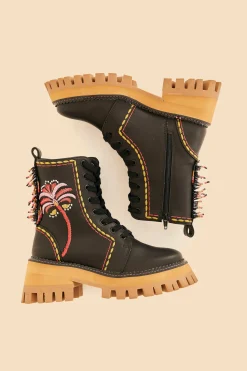 FARM Rio  BLACK EMBROIDERED MID BOOT