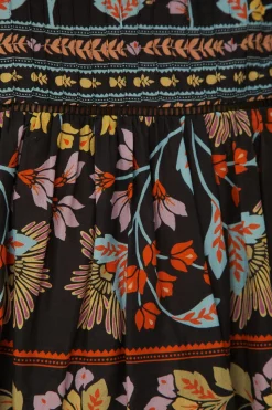 FARM Rio  BLACK FLOWERY RUFFLE BLOUSE