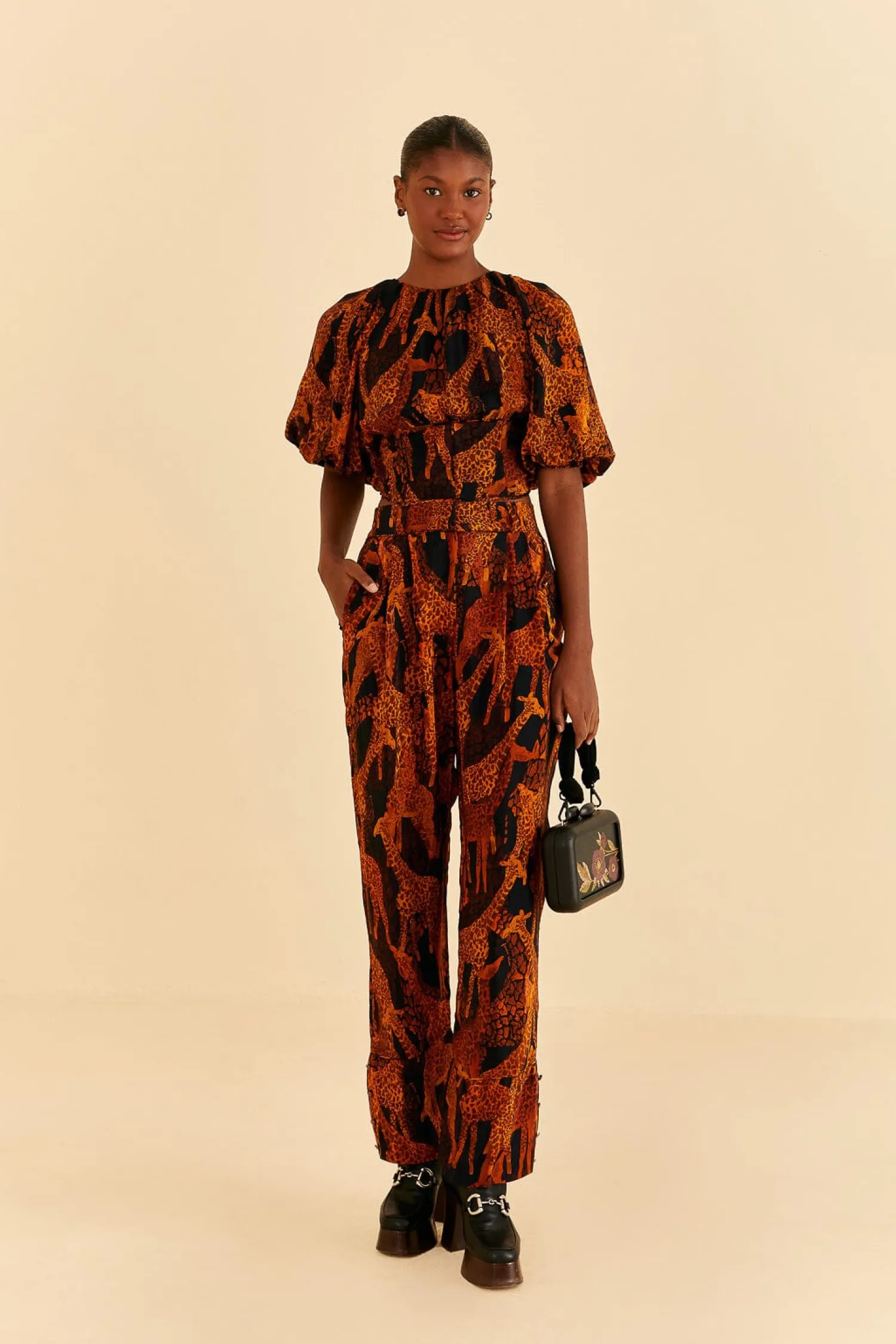 FARM Rio BLACK GIRAFFES PANTS