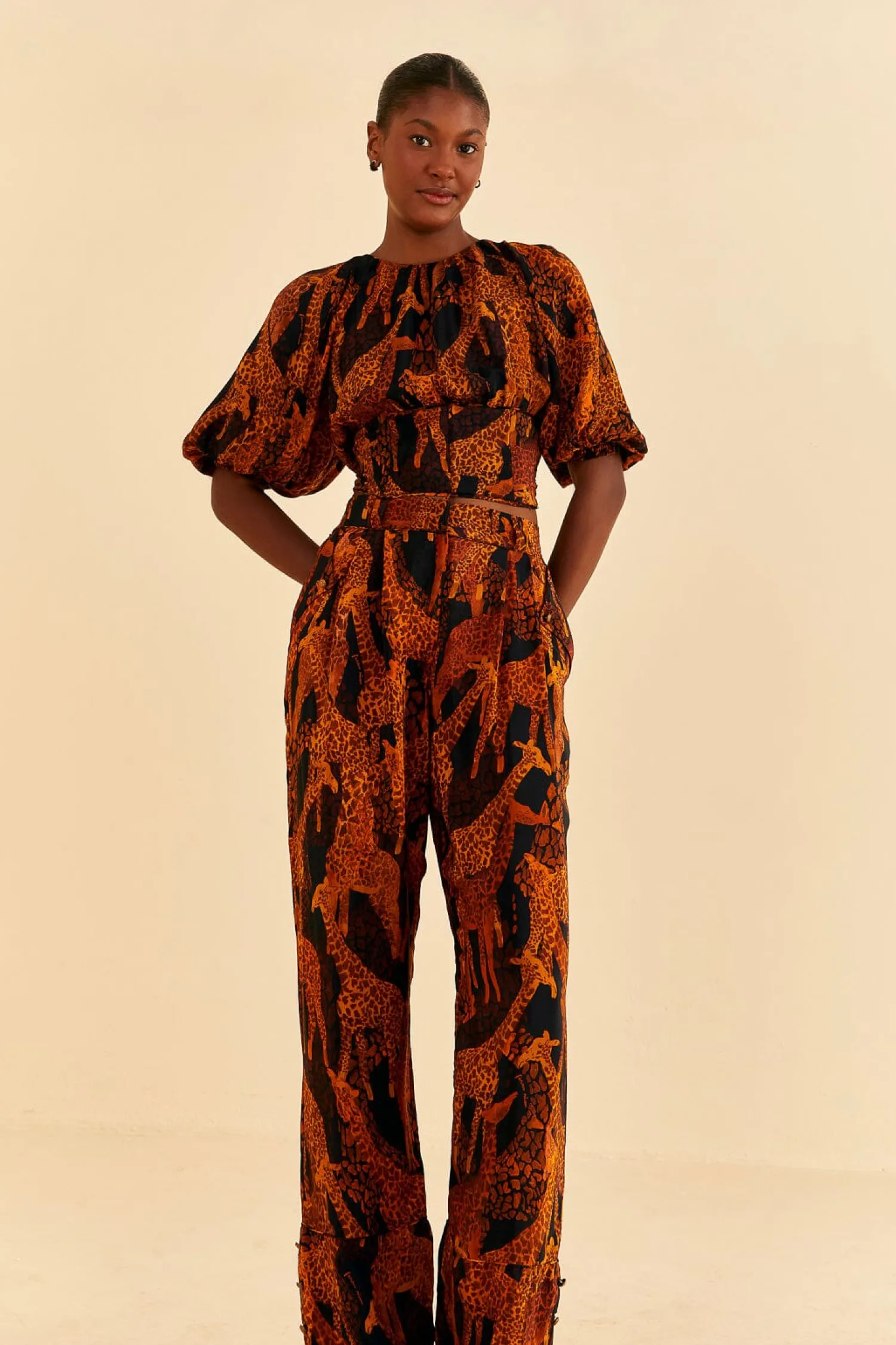 FARM Rio BLACK GIRAFFES PANTS