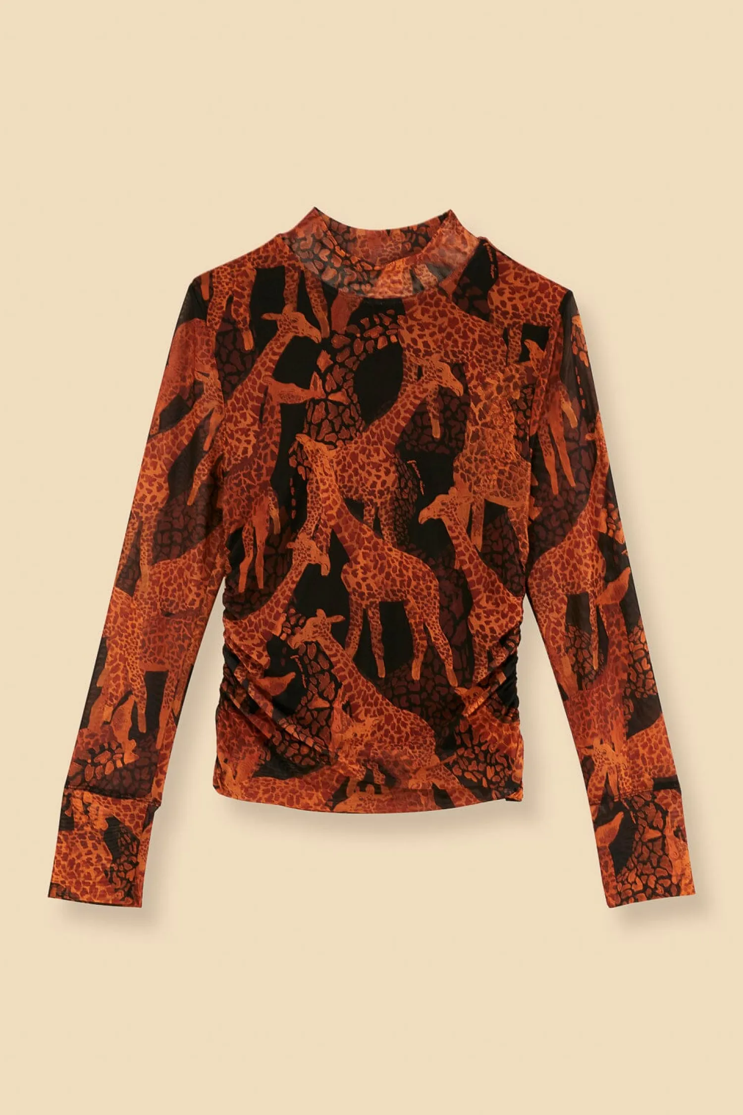 FARM Rio BLACK GIRAFFES TULLE BLOUSE