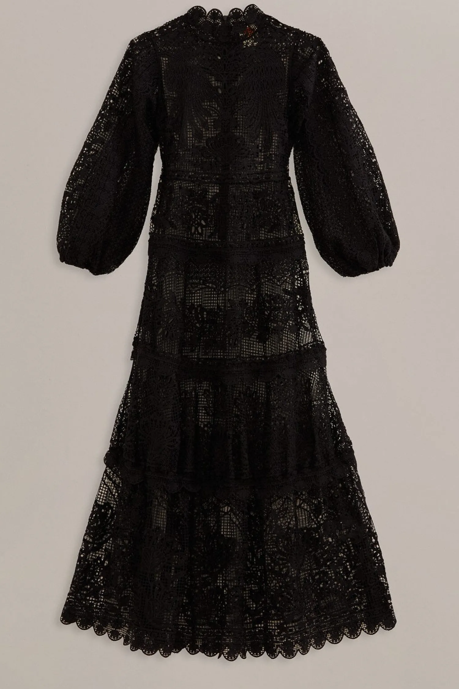 FARM Rio BLACK GUIPURE LONG SLEEVE MAXI DRESS