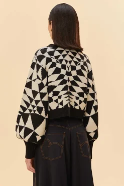FARM Rio  BLACK HEART DECO KNIT SWEATER
