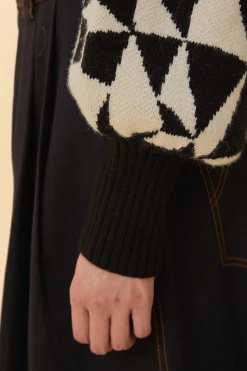 FARM Rio  BLACK HEART DECO KNIT SWEATER