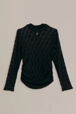FARM Rio  BLACK LACE LONG SLEEVE BLOUSE