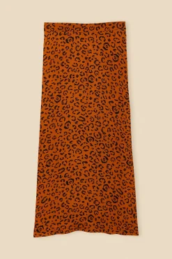 FARM Rio  BLACK LEOPARDS TEXTURE MIDI SKIRT