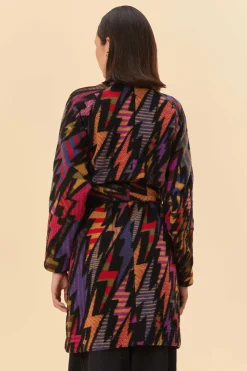 FARM Rio  BLACK LIGHTNING MAXI FLEECE CARDIGAN