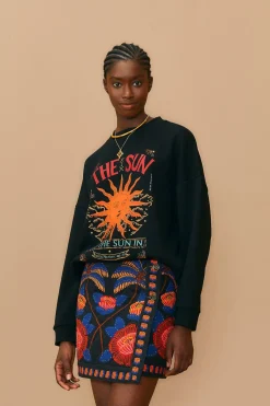 FARM Rio BLACK LIVING BLOOM MINI SKIRT