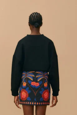 FARM Rio  BLACK LIVING BLOOM MINI SKIRT