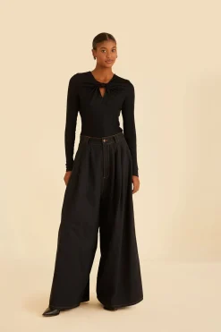 FARM Rio  BLACK LONG SLEEVE BODYSUIT