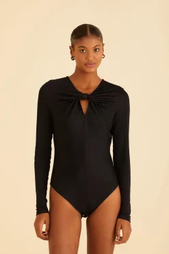FARM Rio  BLACK LONG SLEEVE BODYSUIT