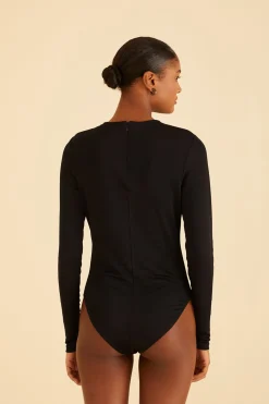 FARM Rio  BLACK LONG SLEEVE BODYSUIT
