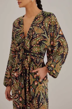 FARM Rio BLACK MARTINA SCARF V NECK JUMPSUIT