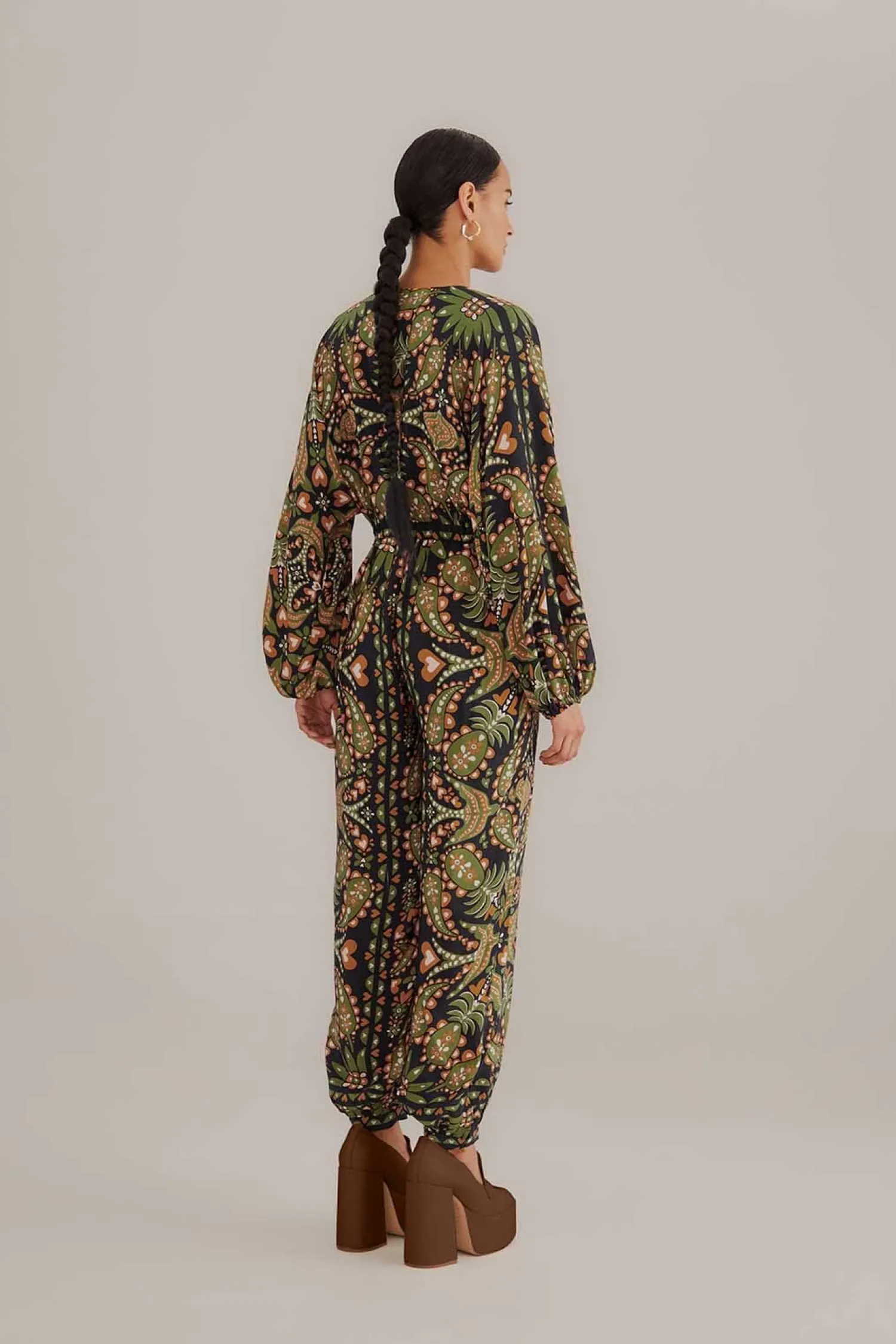 FARM Rio BLACK MARTINA SCARF V NECK JUMPSUIT