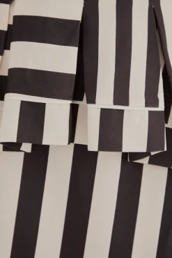 FARM Rio  BLACK MIXED STRIPES MIDI SKIRT