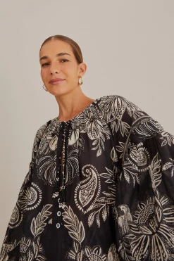 FARM Rio BLACK PAISLEY BLOOM BLOUSE