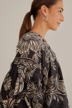FARM Rio BLACK PAISLEY BLOOM BLOUSE