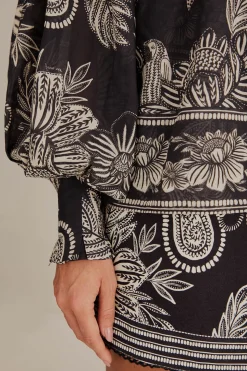 FARM Rio BLACK PAISLEY BLOOM BLOUSE