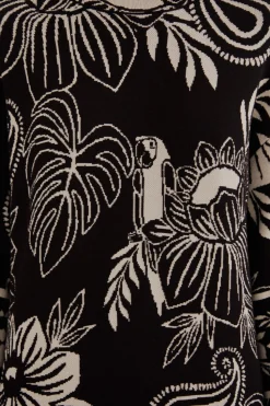 FARM Rio  BLACK PAISLEY BLOOM KNIT DRESS