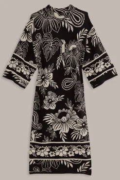 FARM Rio  BLACK PAISLEY BLOOM KNIT DRESS