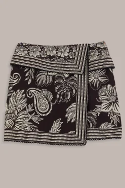 FARM Rio  BLACK PAISLEY BLOOM MINI SKIRT